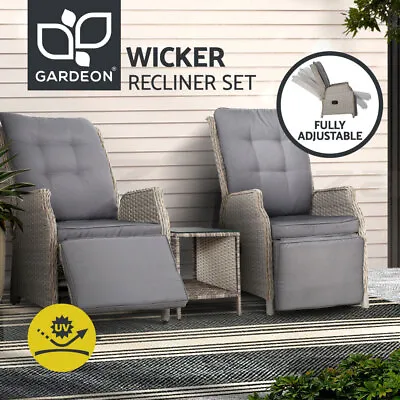 $569.95 • Buy Gardeon Recliner Chairs Outdoor Sun Lounge Setting Patio Furniture Wicker Sofa