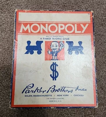 Vintage Monopoly Game Piece Parker Brothers Money Wood Pieces 1935 Instructions • $25
