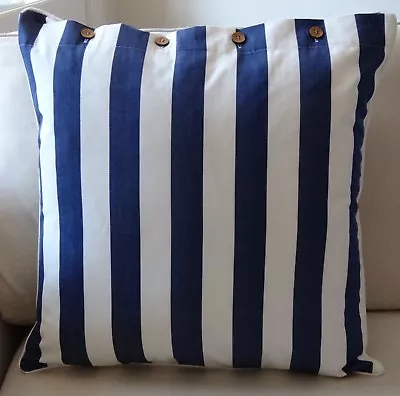 NAUTICAL LOOK CUSHION COVER 60 X 60cm  NAVY & OFF WHITE STRIPES - COASTAL  MODE  • $39.95