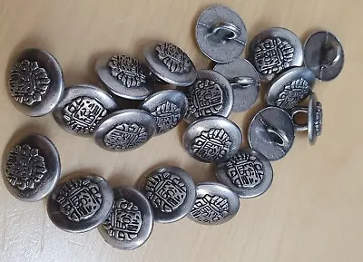 Military Army Shank Buttons Metal - Silver-  Pack Of 10-  24L/15mm- C1001 • £2.50