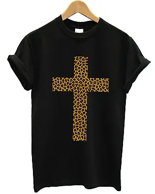 £11.95 • Buy Leopard Cross T Shirt Indie Hipster Swag Religion Christian Jesus Animal Hipster