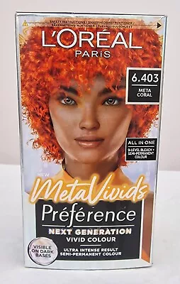 L'Oreal Preference Meta Vivids  6.403 META CORAL Semi Premanent Hair Colour • £4