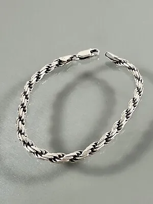 MILOR 925 Sterling Silver Italy 4.2mm Rope Link Chain Bracelet 7” Inches • $64.50