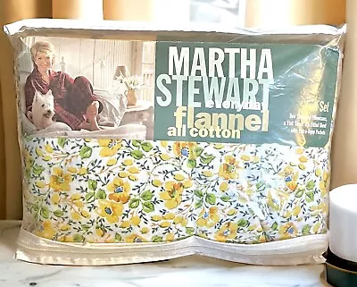 Martha Stewart Flannel FULL SHEET SET Yellow Floral Cotton Flannel 4 Pc. Set NEW • $32.99
