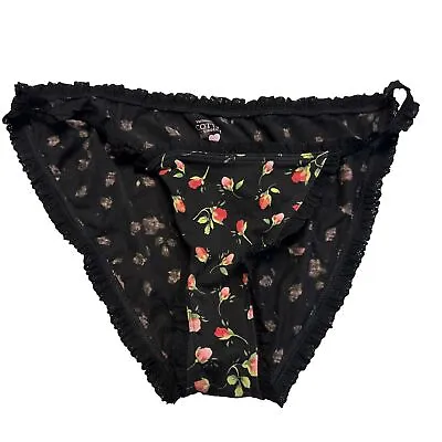 Vintage Victoria's Secret Pink String Cotton Bikini Panties Size Medium Roses • $24.99