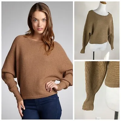 BCBGMAXAZRIA Womens Sz Small Camel CAMILLE Ribbed Wool Yak Blend Knit Sweater • $19.99
