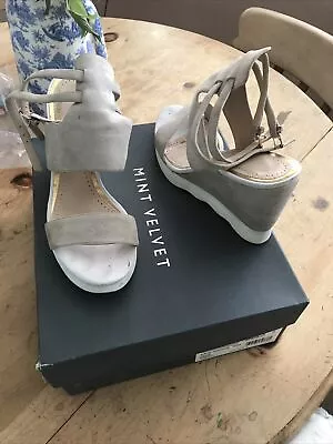 Mint Velvet Serena Wedge Sandals Size Colour Mink Size 7 Eur 40 • £9.99