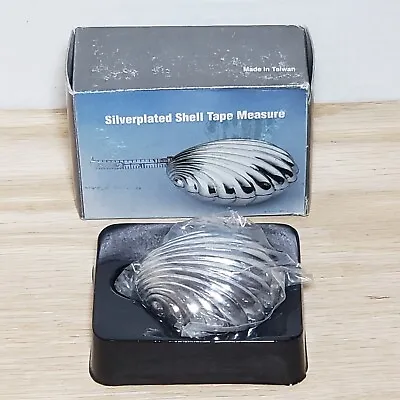 Silverplated Metal Clam Sea Shell Tape Measure Inches Metric 1m NOS Vintage New • $24.99
