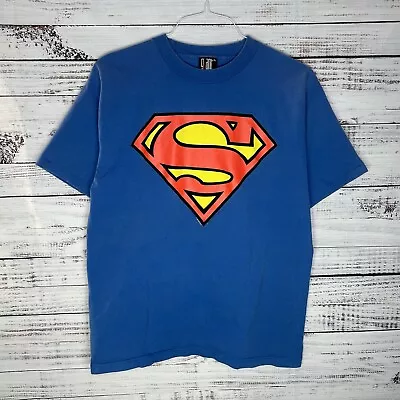 Vintage 90s Superman Single Stitch Big Graphic Logo Giant Tag T-Shirt Men’s L/XL • $12.50