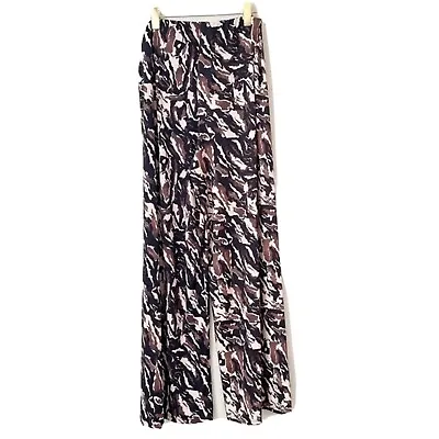 Zara Women's Brown Camo Palazzo Pants Casual Wide Leg Elastic Waist Medium  • $30