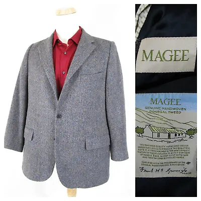 Magee Handwoven Donegal Tweed Mens Gray Herringbone New Wool Sport Coat Size 44S • $134.95