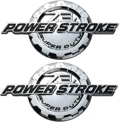 2pcs 7.3L Power Stroke Super Duty Side Fender Emblems Badge 3D Logo Chrome Black • $27.19