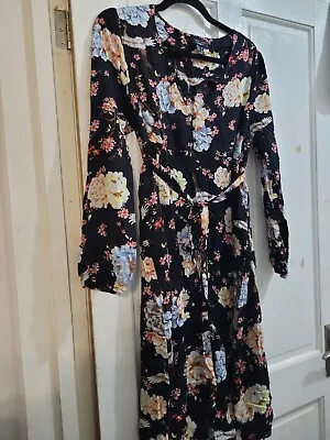 Newlook Maternity Dress Size 12 Floral Black Belted • £5