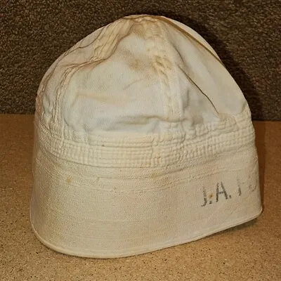 Vintage 40s-60s ? US Navy White Dixie Cup Cotton Twill Sailor Cap Hat READ (b) • $29.99