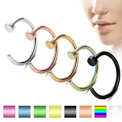 5Pcs 20g Nose Ring Hoop Surgical Steel Ear Lip Hoop C Shape Nostril Pin Piercing • $3.99