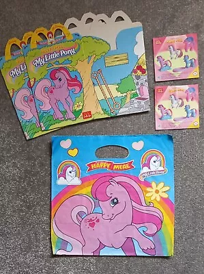 MY LITTLE PONY McDonalds Happy Meal Toys Empty Paper Bag & Boxes + Inserts 1999 • £2.99