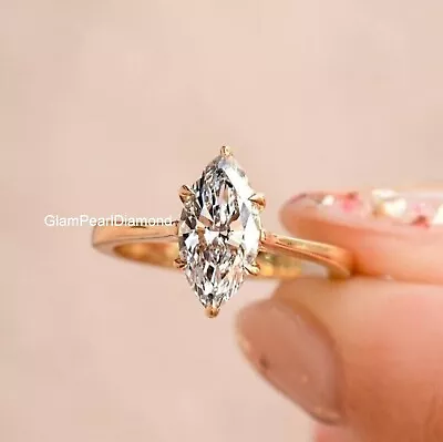 1.00 CT Marquise Cut Moissanite 6 Prong Engagement Ring 10K Yellow Gold • $520