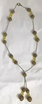 Vintage Vendome Style Gold Tone Filigree Ball Chain Beaded Necklace  $15 • $15