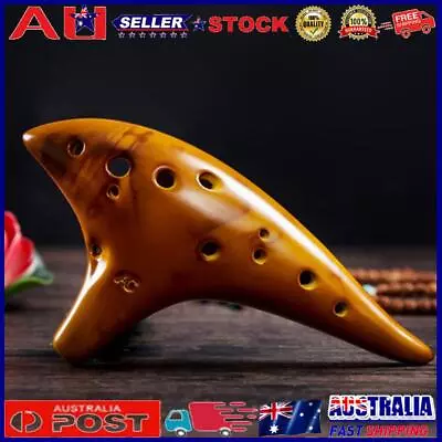 12 Hole Smokey Fired Ocarinas With Protective Bag Alto C Tone Ocarina (Gold) • $17.99