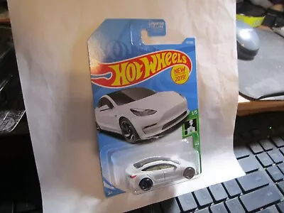 NEW For 2019 Hot Wheels TESLA MODEL 3 #174 White; GREEN SPEED 1/5 • $13.99