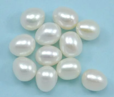 10x Ivory White Rice Oval Freshwater Pearls With 1mm Hole AA Jewellery Making • £6.99