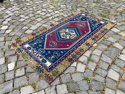 Vintage Rug Turkish Carpet Handmade Rug Area Rug Wool Rug | 25 X 49 Ft • $395