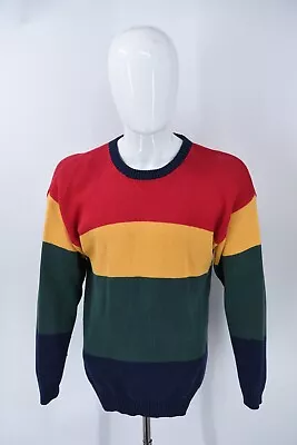 Vintage Charter Club Colorblock Stripe Cotton Knit Crewneck Sweater Mens Medium • $28