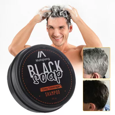 Mens Grey Coverage Bar Shampoo Hair Darkening Black Soap For Grey Hair Cover UK • £8.45