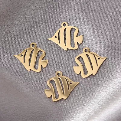 20PCS Gold Stainless Steel Fish Charm Pendants Diy Jewelry Making Crafts • $7.99