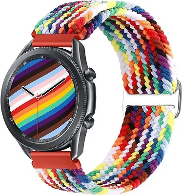 22mm Nylon Elastic Loop Watch Band Straps Adjustable For Samsuang Huawei Xiaomi • £1.95