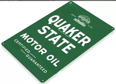 Quaker State Tin Sign Motor Oil Certified Guaranteed Change Filter Station  • $21.52