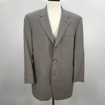 VTG Hugo Boss Smoke Gray & Blue Stripes Wool Made In USA Suit Mens Jacket Sz 42S • $18