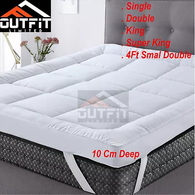 4 Inch Deep Luxury Soft Hotel Quality Mattress Topper Microfiber All Sizes 10 Cm • £27.95