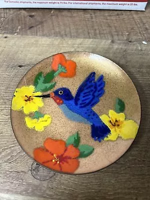 Vintage ANNEMARIE DAVIDSON Enamel On Copper Plate Hummingbird • $21.93