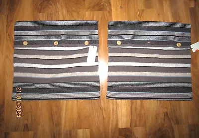 BNWT QUINTON & CHADWICK Grey Stripes 100% Wool 2 X Cushion Covers 16x17'' • £34.99