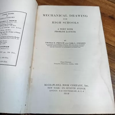 Thomas French Books- Mechanical Drawing- Svensen 1925 Highschool • $8.95