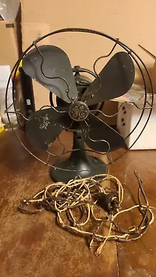 Vintage WW2 ARMY Green Painted  General Electric GE 19X263 Oscillating Fan • $99.99