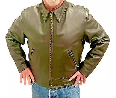 San Diego Leather Law Enforcement Patrol Style Jacket Size M42 Thick Cowhide USA • $278