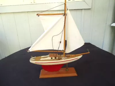 Vintage  Wooden Sailboat Decor  Model Boat Decor Ship Model Yacht • $29.99