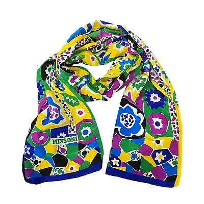 Missoni Multicolor Floral Silk Scarf 12.5  X 58  • $39.99