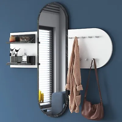 Hallway Mirror With Hook And Shelves Elegant Entryway Full-Length Dresser • $189
