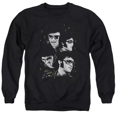 Elvis Presley Faces Crewneck Sweatshirt Licensed Music King Of Rock Black • $24.49