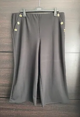 Primark Black Stretchy Cropped Pallazo Trousers Size 20 Never Worn • £15