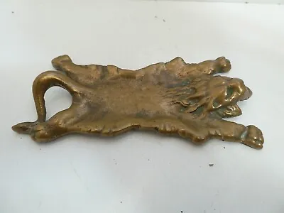 Antique Art Deco Cast Brass Lion Floor Rug Dish Bowl Statue Ashtray • $119