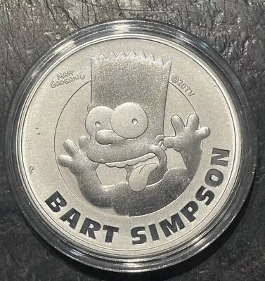 2022 Bart Simpson Tuvalu 1 Oz .9999 Fine Silver Bullion Coin In Capsule. • £28