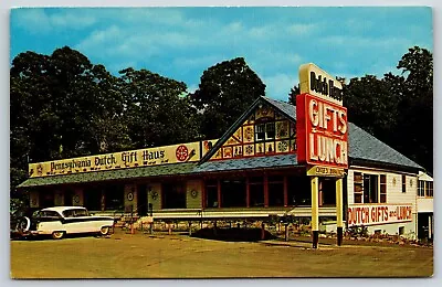 Pennsylvania Dutch Gift Haus Postcard Vtg Shartlesville PA Roadside Old Car • $6.95