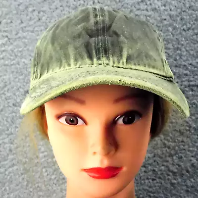 UNIQUE Olive & Gray Colored Distressed Signature Adult Cap Hat Hook & Loop Adj • $12.95