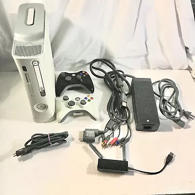 Microsoft Xbox 360 60GB W/ 2 Controllers  Cords WIFI Adapter • $124.99