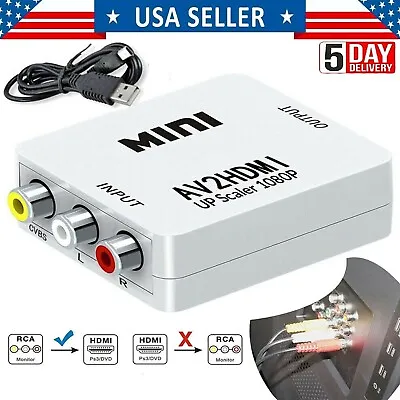 $6.50 • Buy 1080P RCA AV To HDMI Converter Adapter Wii NES For TV PS4 PC DVD X-box Projector