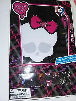 Monster High Super Spooky Sketchbook Dry Erase Cover Light Up Bow W/ Stickers • $7